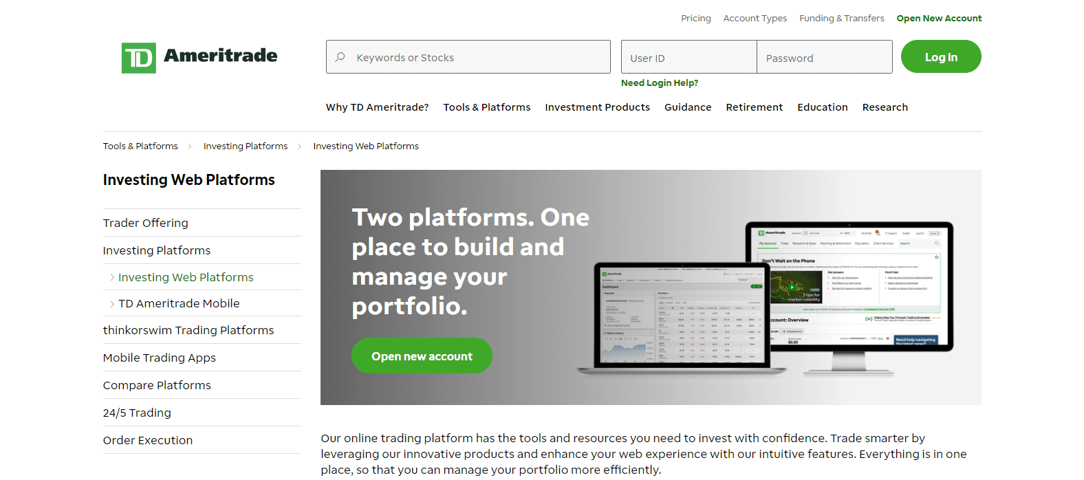 TD Ameritrade Review trading platforms
